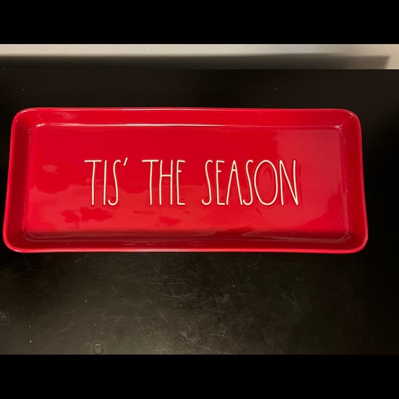 Rae Dunn Red “Tis the Sean Red Serving Tray New - Picture 1 of 7